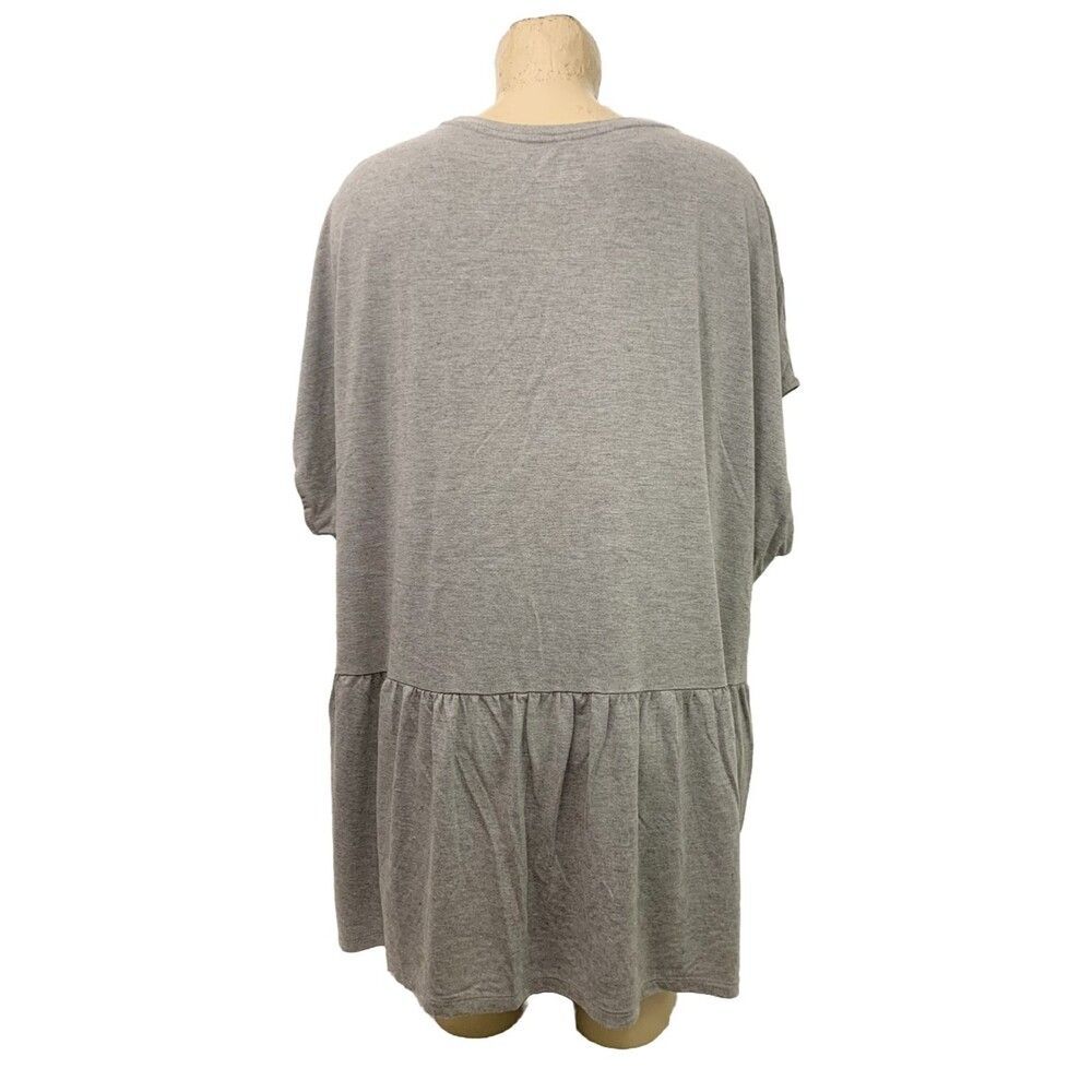 Lane Bryant Shirt Plus Size 22 24 60” Scoop Neck Short Sleeve Gray Floral Rayon - Picture 4 of 5